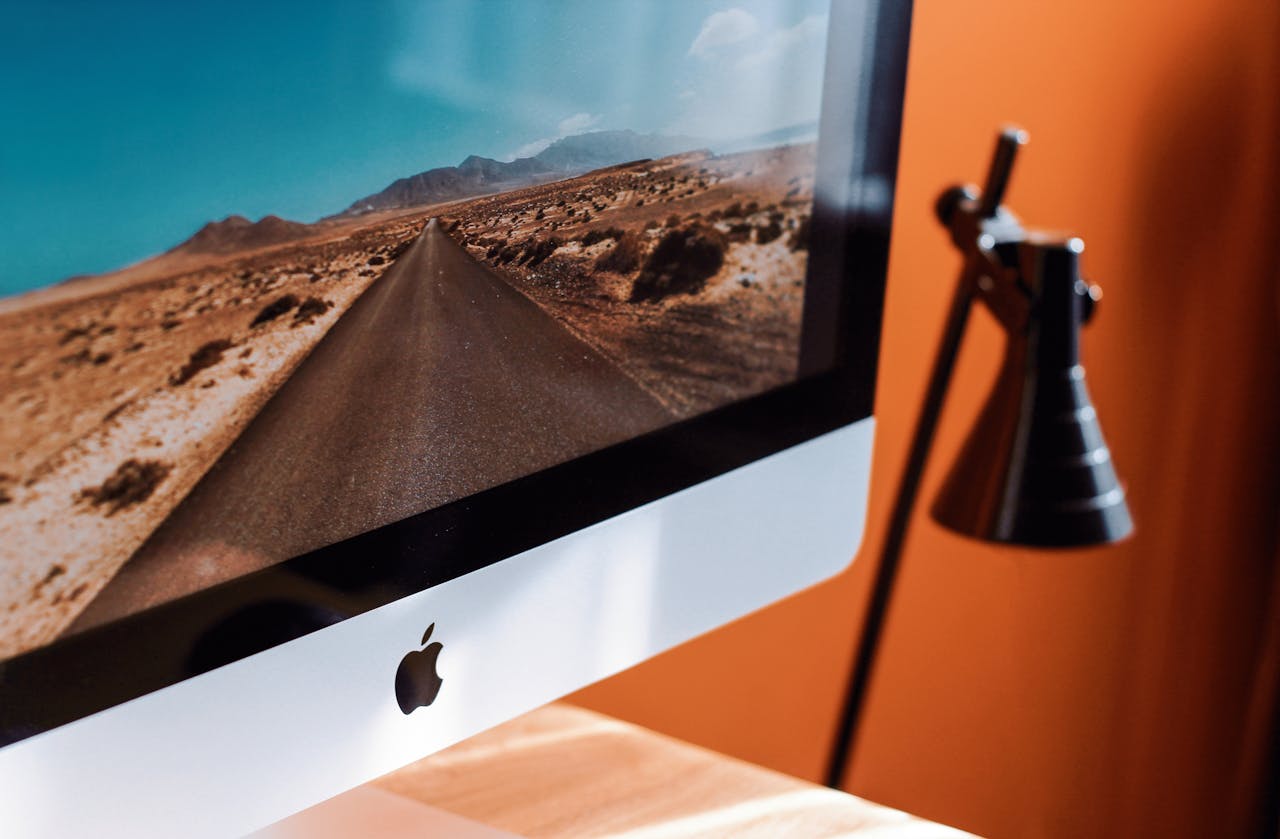 Close-Up Photography of iMac Turned On